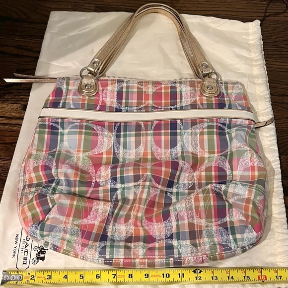 Coach Poppy Madras Large Handbag Tote, Exc Cond. - Picture 8 of 9